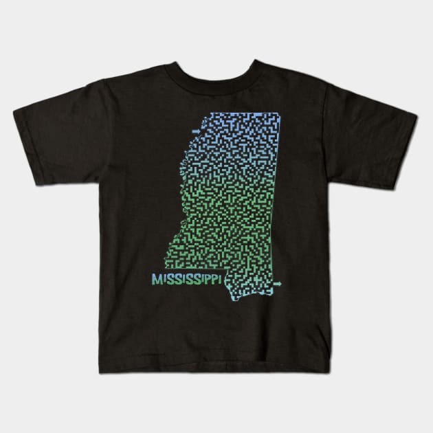 Mississippi State Outline Maze & Labyrinth Kids T-Shirt by gorff